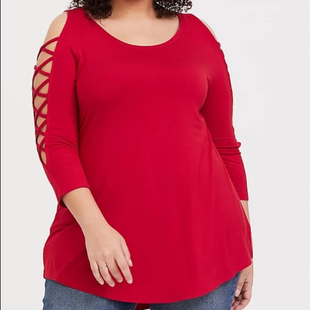 Torrid Super Soft Lattice Sleeve Top